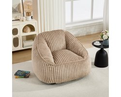 KOMHTOM Zitzak met memory-schuimvulling, gestreepte bubbelpluche, donzig, comfortabel, gezellige bank voor de woonkamer, appartementen en slaapzalen