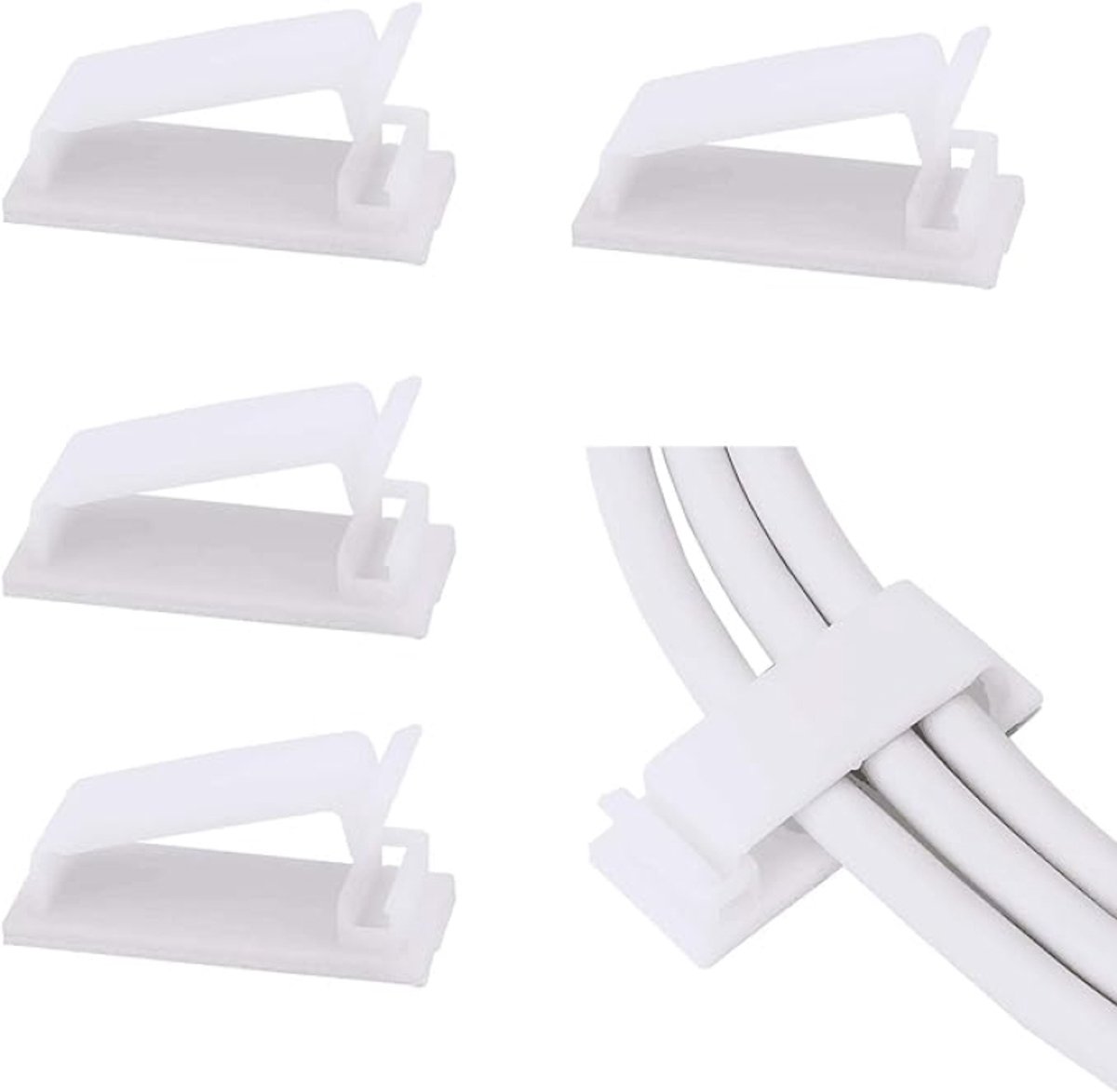 Arvion 50 stuks zelfklevende kabelclips, verstelbare kabelorganisatoren, draadklemmen voor tv, pc, laptop, ethernetkabel, bureau, wit