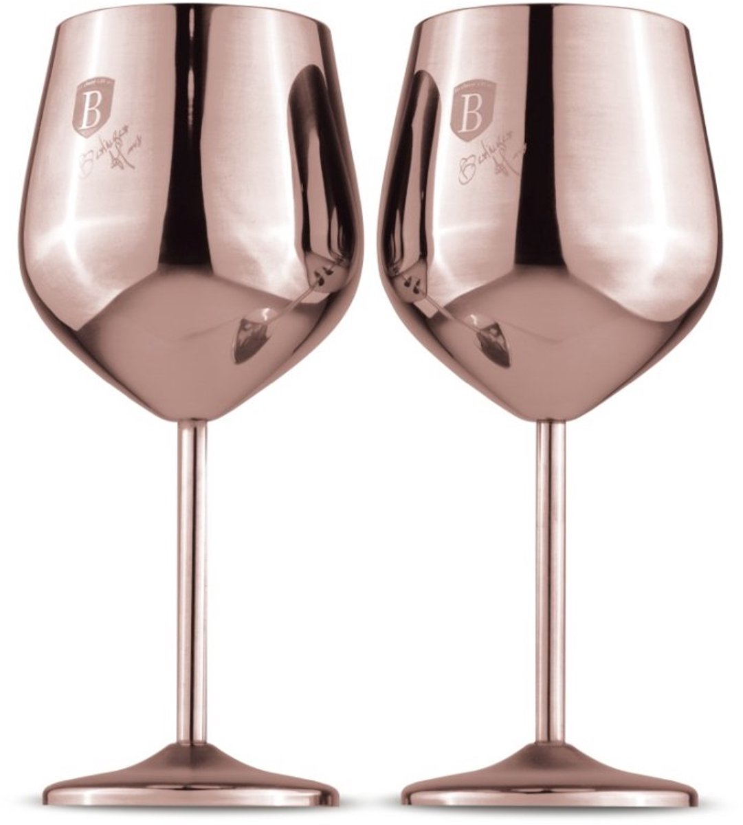 Set van 2 wijnglazen van 400 ml, Rosegold