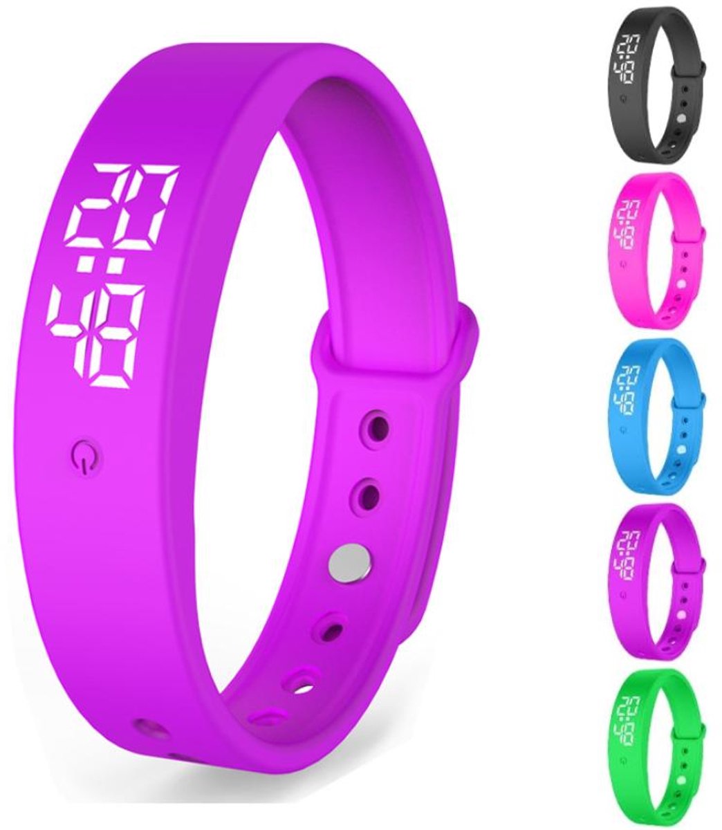 Trilwekker Armband - Trilwekker - Trillingsalarm Herinneringshorloge - Stille Trillingswekker Armband - Zwart - voor kinderen en volwassenen - trainingshorloge - drinkherinnering - pillenherinneringen - Paars