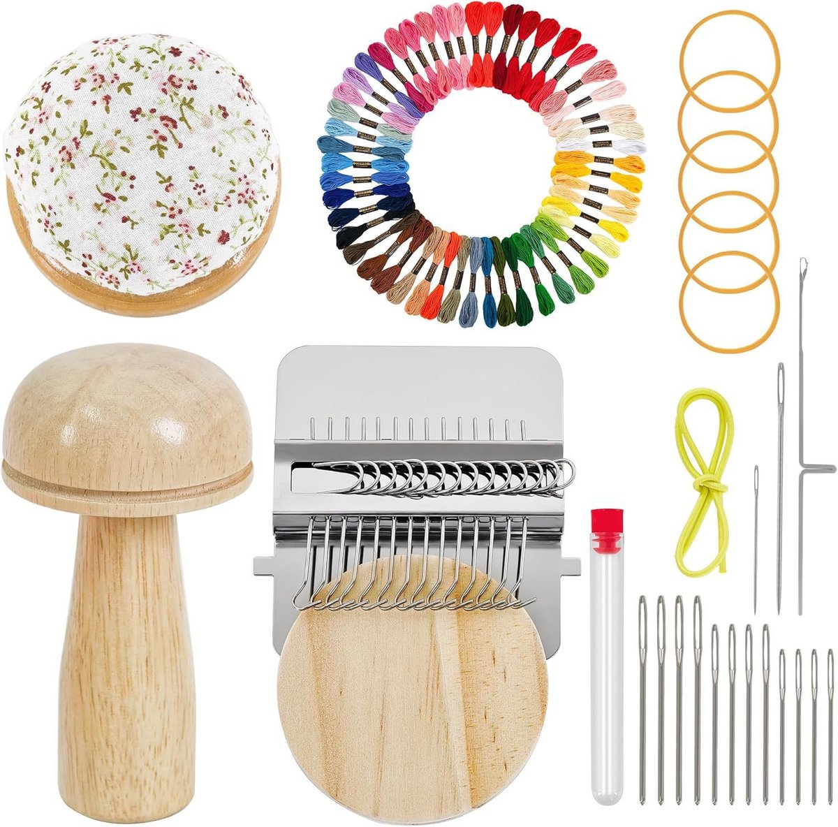Mini Stopweefgetouw - Stik- en Repareerset - Knit Patch Kit - Kleine stopweefgetouw - paddenstoel gebreide patchkit - Draagbare Darning Loom - Complete breiset - Voor doe-het-zelf weven, reparatie, herstellen van jeans sokken