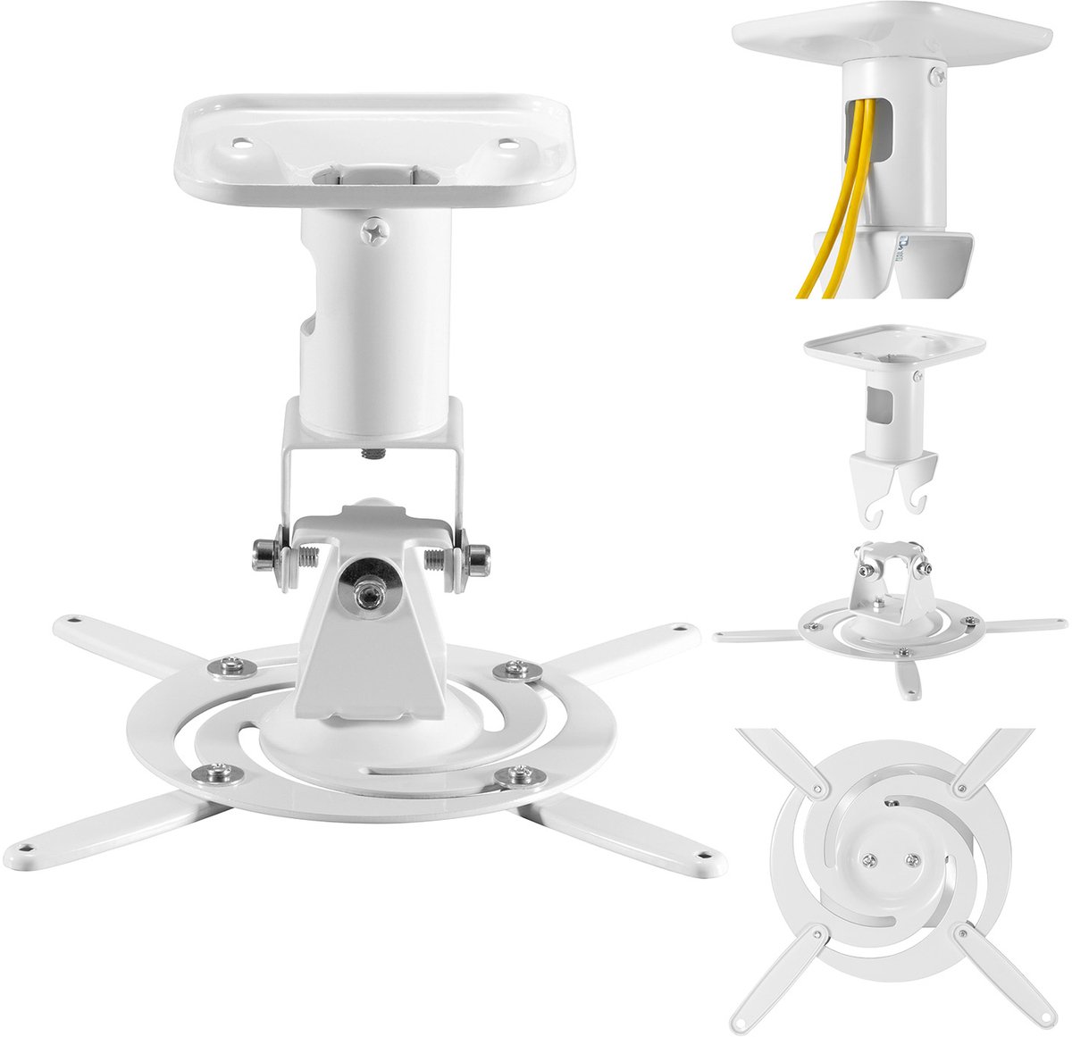 Maclean - Beamer beugel - Plafondbeugel voor projector - staal, 180~310 mm, tot 15 kg - Wit - MC-208 W