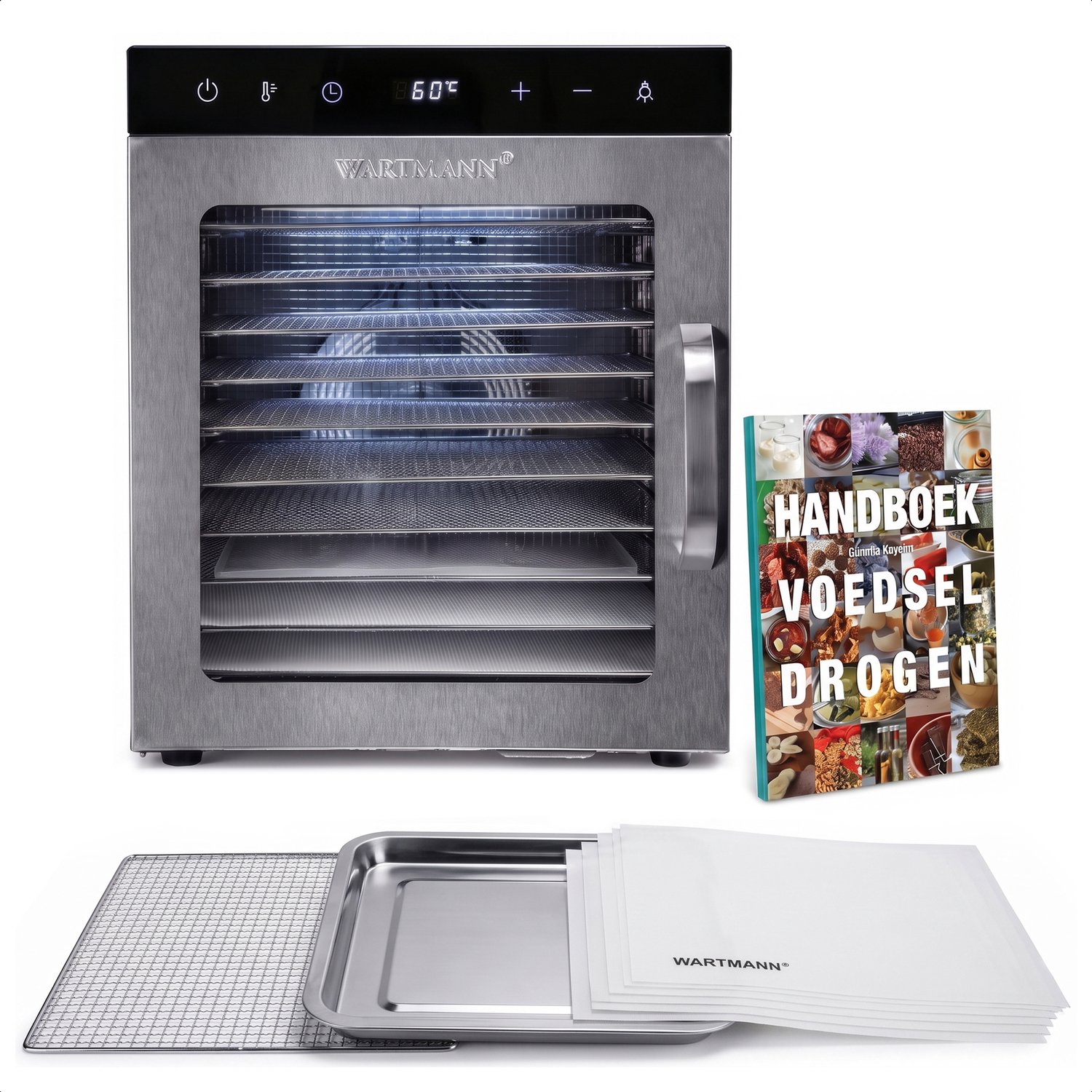 Bol.com Wartmann Voedseldroger Voordeelset - Nieuwste Model professionele Dehydrator - 10 laags Droogoven - Handboek Voedsel Dro... aanbieding