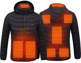 Verwarmde Jas Heren met USB – Elektrisch Verwarmde Winterjas met 3 Warmtestanden en Afneembare Capuchon – Zwart (M)