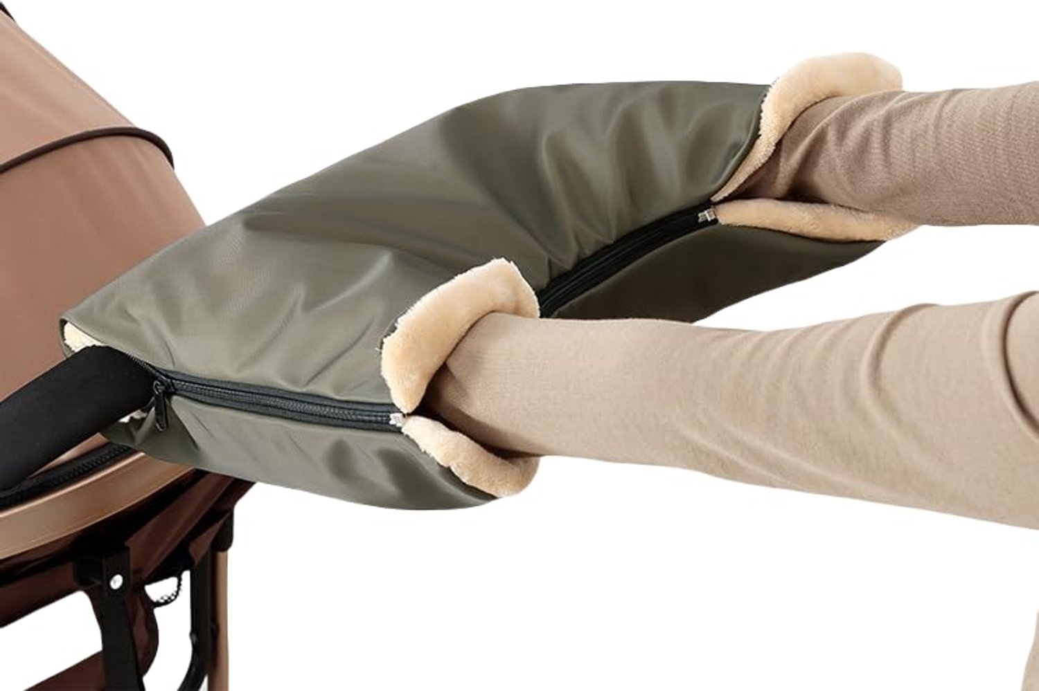 HisKes Kinderwagen handschoenen - Universele kinderwagenhandschoenen - Winddichte en warme kinderwagenhandschoenen - Eendelige kinderwagenhandschoenen - Winddicht en waterdicht - Ritssluiting aan drie zijden - Dikke fleecevoering - 41*34 cm - Groen