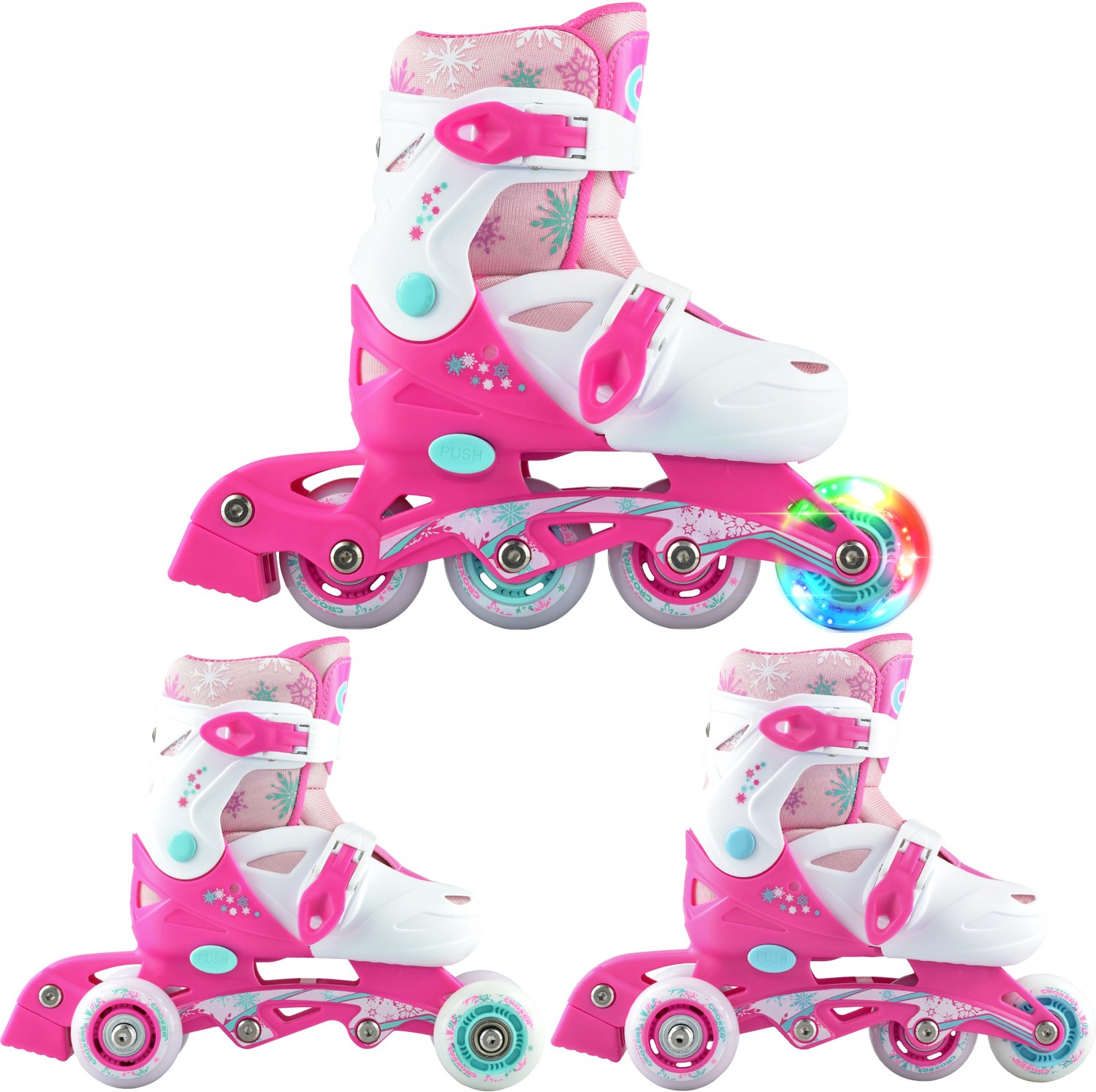 Croxer Missy 3-in-1 Kinder Skates met LED Wielen Roze