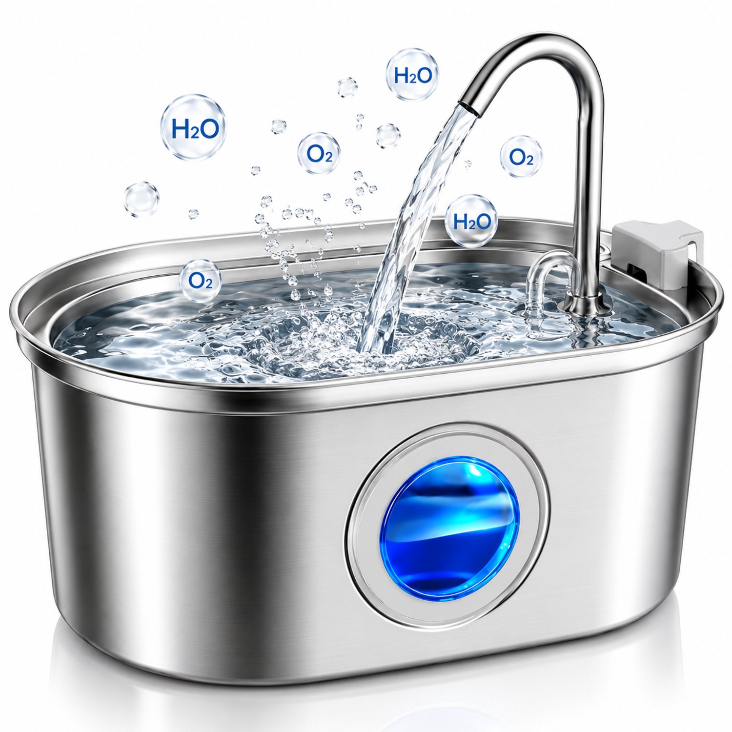 Bol.com BOTC Drinkfontein Kat & Hond - Waterfontein 3,2L - RVS - Automatische Waterdispenser - Drinkbak & Verkoeling voor Katten... aanbieding