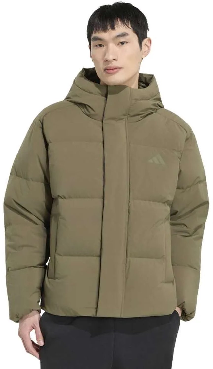 Adidas Puffer Donzen Jas Regular Man Olijf