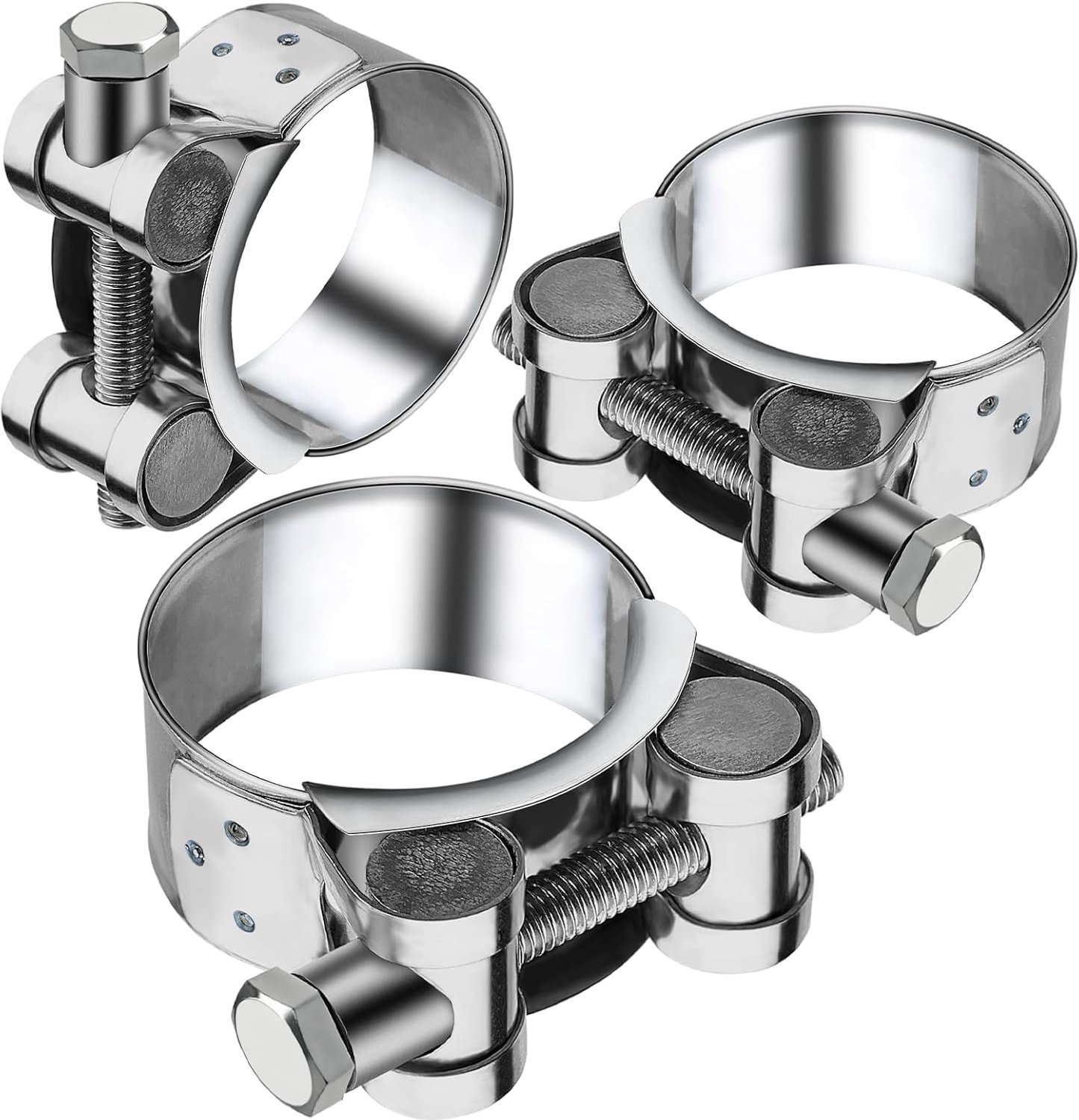 Scharnierboutklem 36-39 mm - roestvrij staal - bandbreedte 20 mm - voor motorfiets uitlaat - 3 stuks - m-winkel