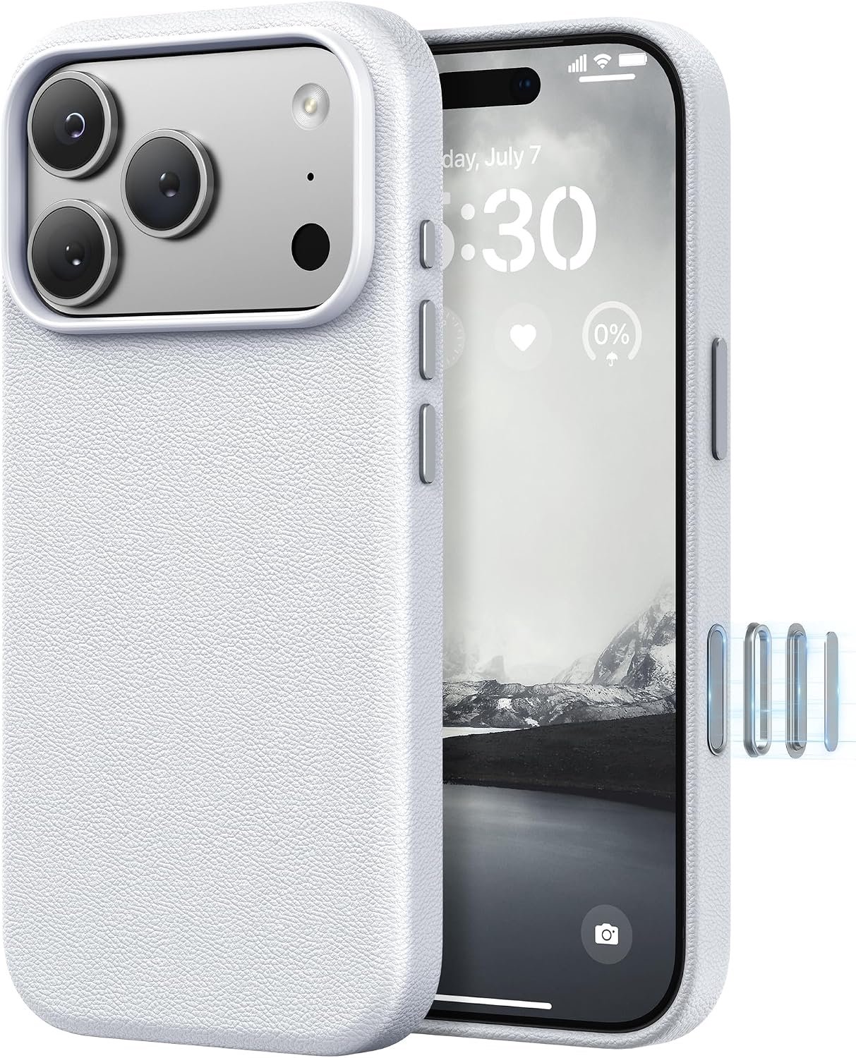 Zandarix Hoesje Geschikt voor - Apple iPhone 18 Pro Max - Back Cover Hoesje - - Hoogwaardig Kunstleer - Geschikt voor Mag - Cameraknop - Wit