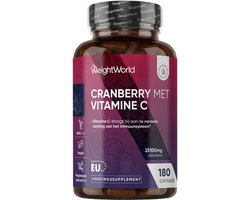 WeightWorld Cranberry capsules met Vitamine C - 25.000 mg - 180 capsules voor 6 maanden voorraad