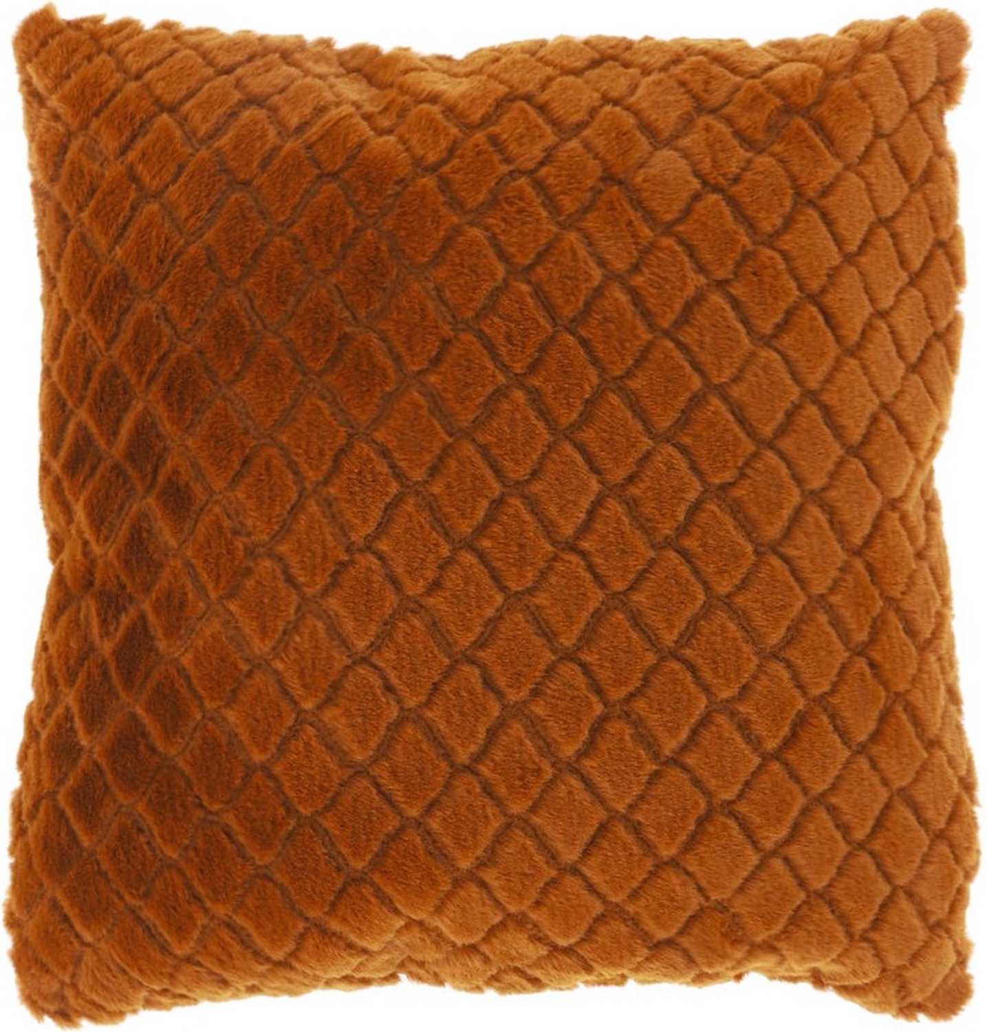 Unique Living Kussen Ayla - 45x45cm - Leather Brown / Terra - effen / uni geruit patroon