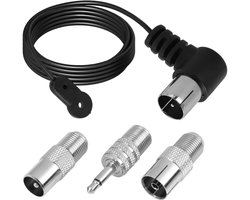 FM FM-radioantenne 75 ohm werfantenne met coaxkoppeling, dipoolan-kamerantenne voor stereo-ontvanger en thuisbioscoop, inclusief coax-stekker naar F-stekker adapter, stabiele signaaloverdracht