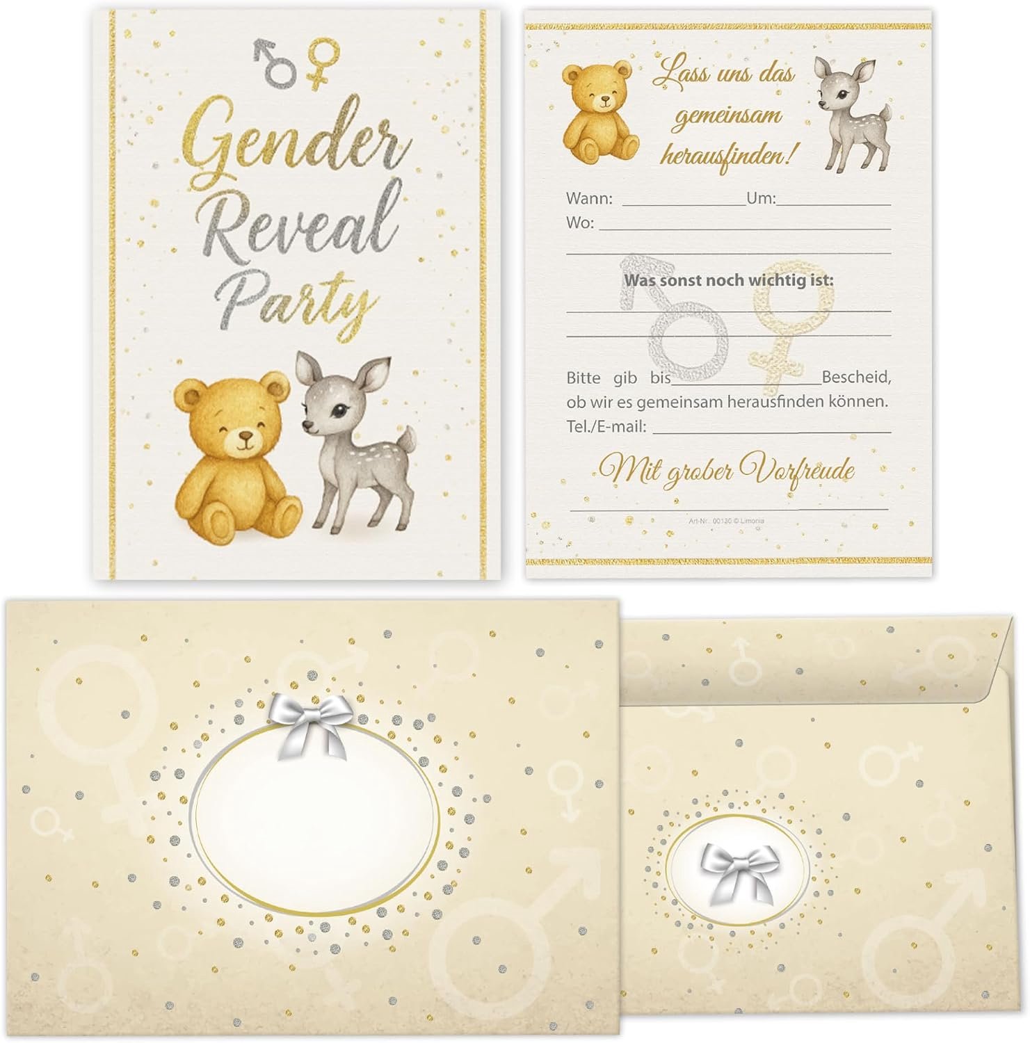 25 Uitnodigingen met Enveloppen voor Gender Reveal Party