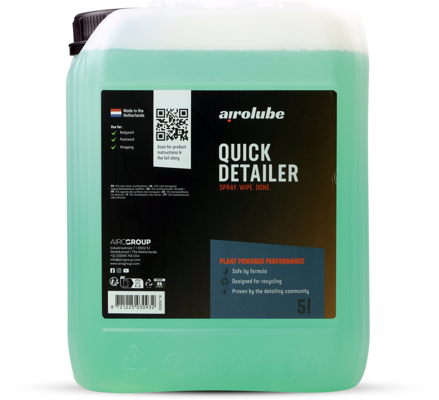 Airolube Quick Detailer 5L – Waterloze Autoreiniger – Snelle Reiniging voor Lak