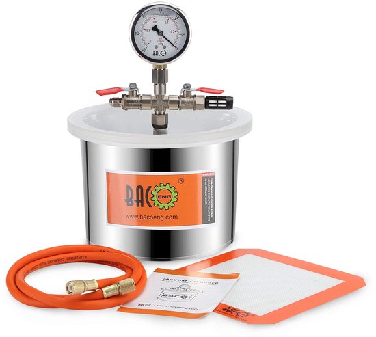 6,8L vacuümkamer met 3CFM eentraps vacuümpomp onderdrukpomp met manometer HVAC — afbeelding 3