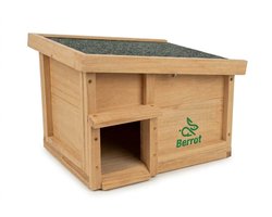 Berrot - Egelhuisje Waterdicht - Houten Egelhuis met Inlooptunnel - FSC Hout - Afneembaar Dak