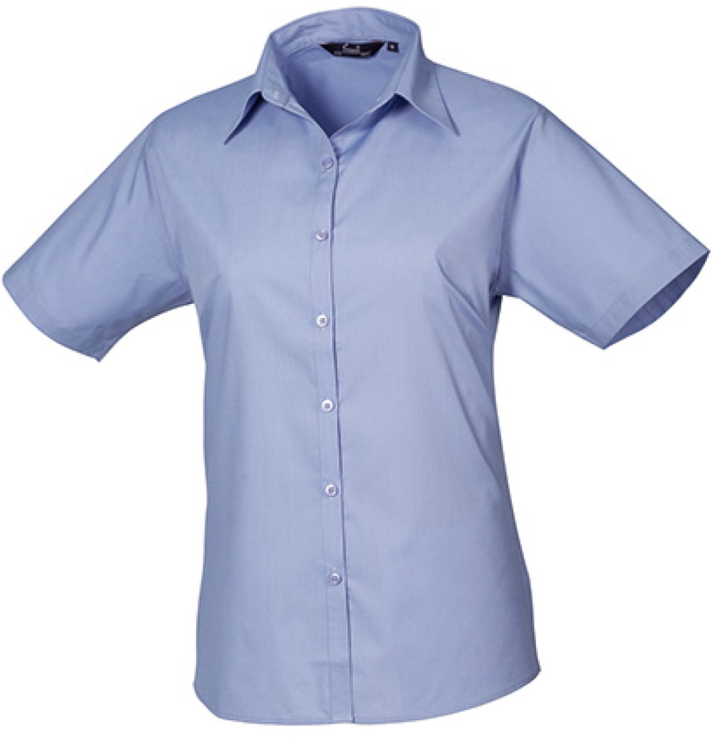 Premier Workwear - Women´s Poplin Short Sleeve Blouse - Mid Blue (ca. Pantone 2718C) - 34 (XXS/6)