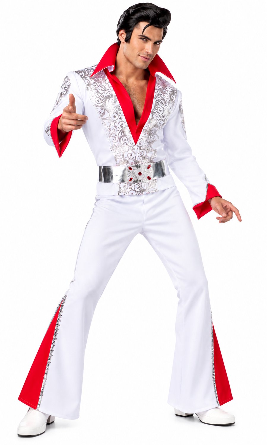 Elvis Verkleedpak Heren – Wit Rock-'n-Roll Kostuum – Jaren 70 -maat 54