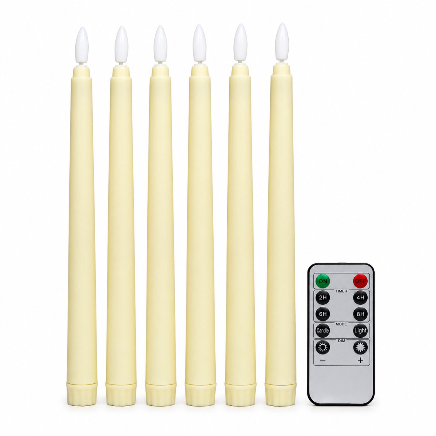 SWGOTA led kaarsen - 1 stuk, ivoorwit, glad lang model met kogelvormige top, op afstand bedienbaar, zonder afstandsbediening