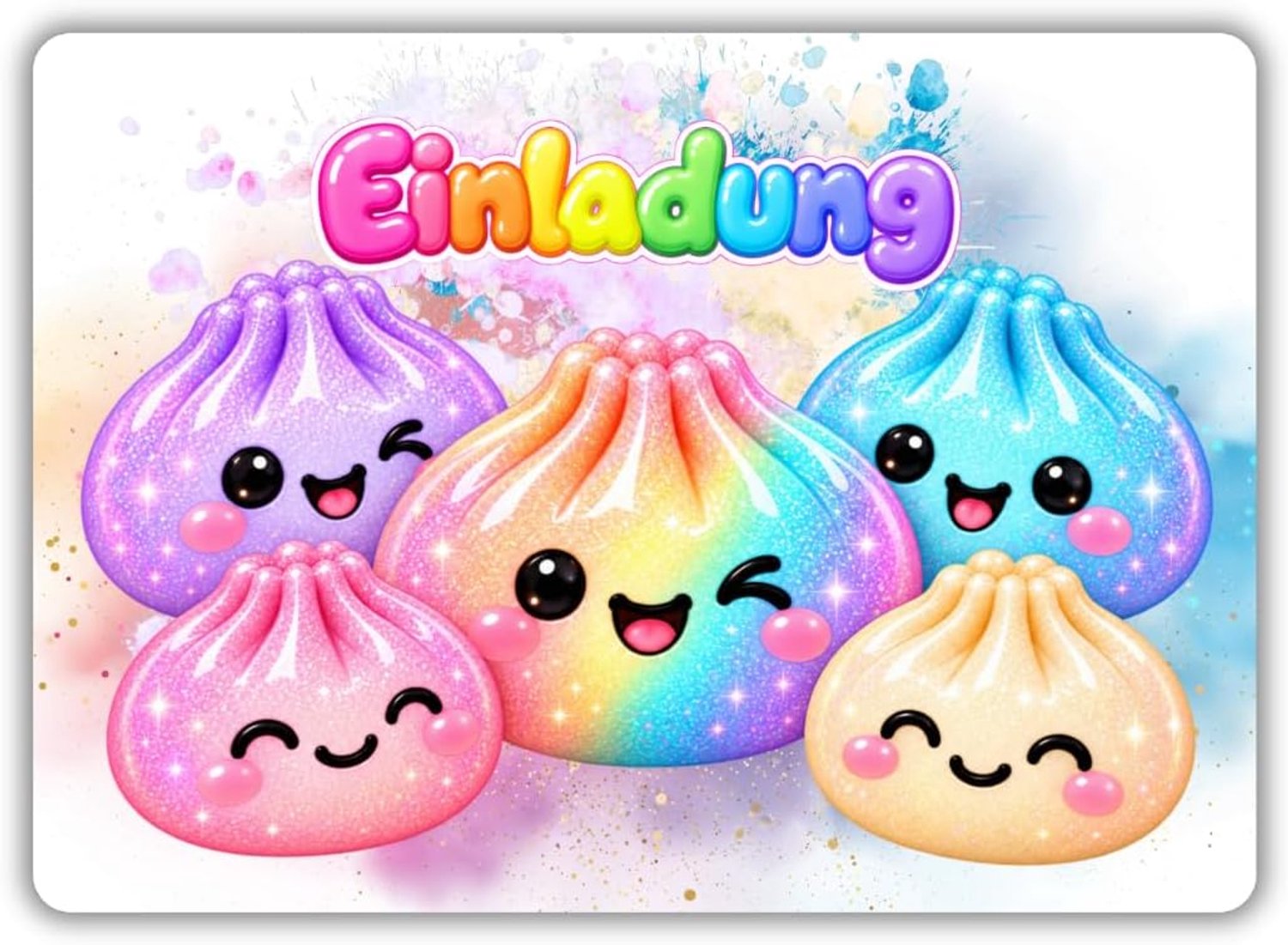 12x Squishy Dumpling Uitnodigingskaarten voor kinderfeestjes