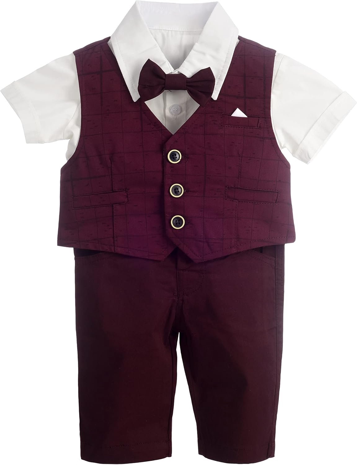 Babypakje met vest, overhemd, vlinder en broek, voor feestelijke gelegenheden