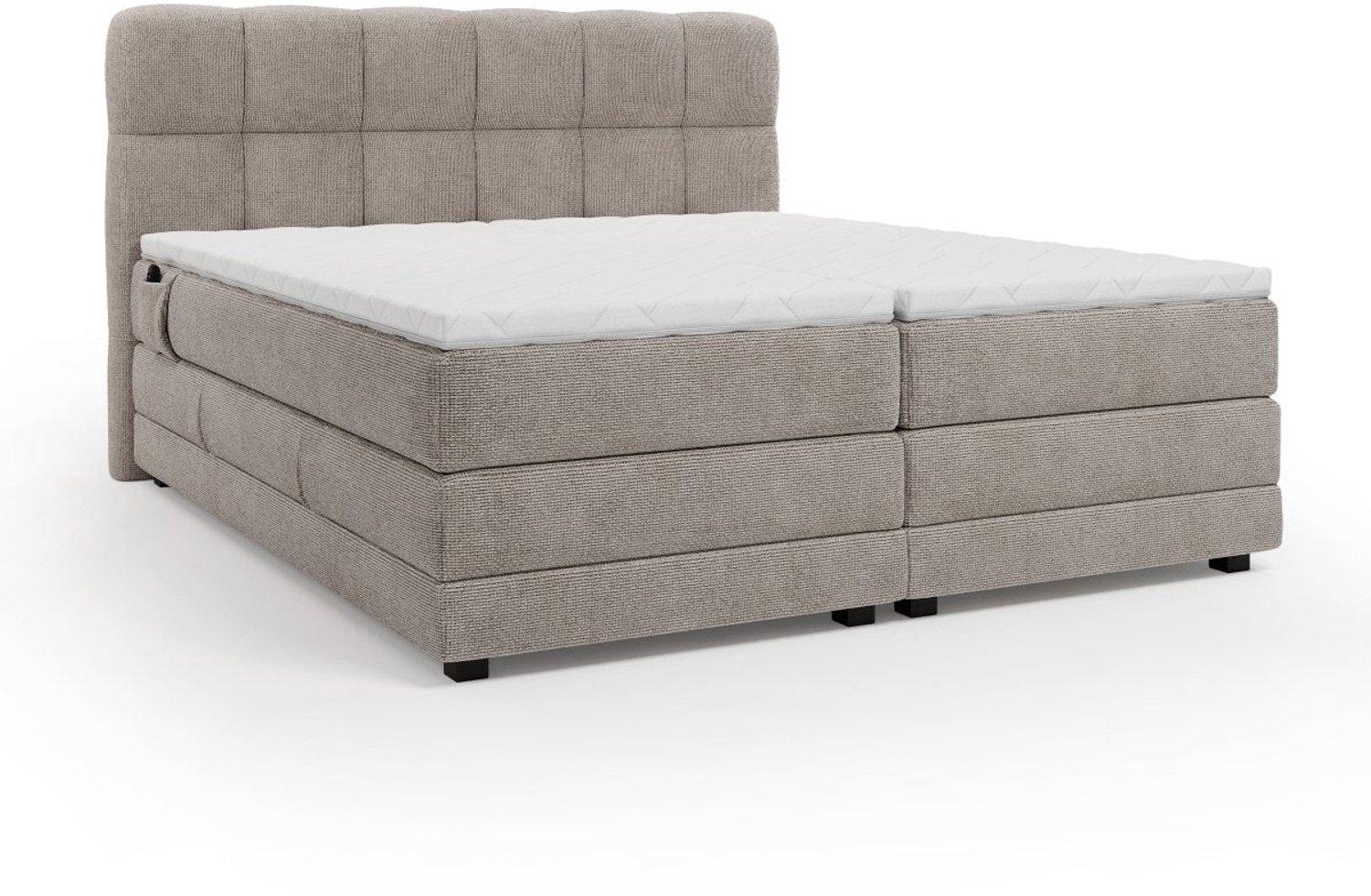 Mörgenn Elektrische Boxspring PURE - Pocketvering - Taupe - 90x200 cm - Inclusief Montage, Dekbed en Kussens Taupe (SIC Austin 3)