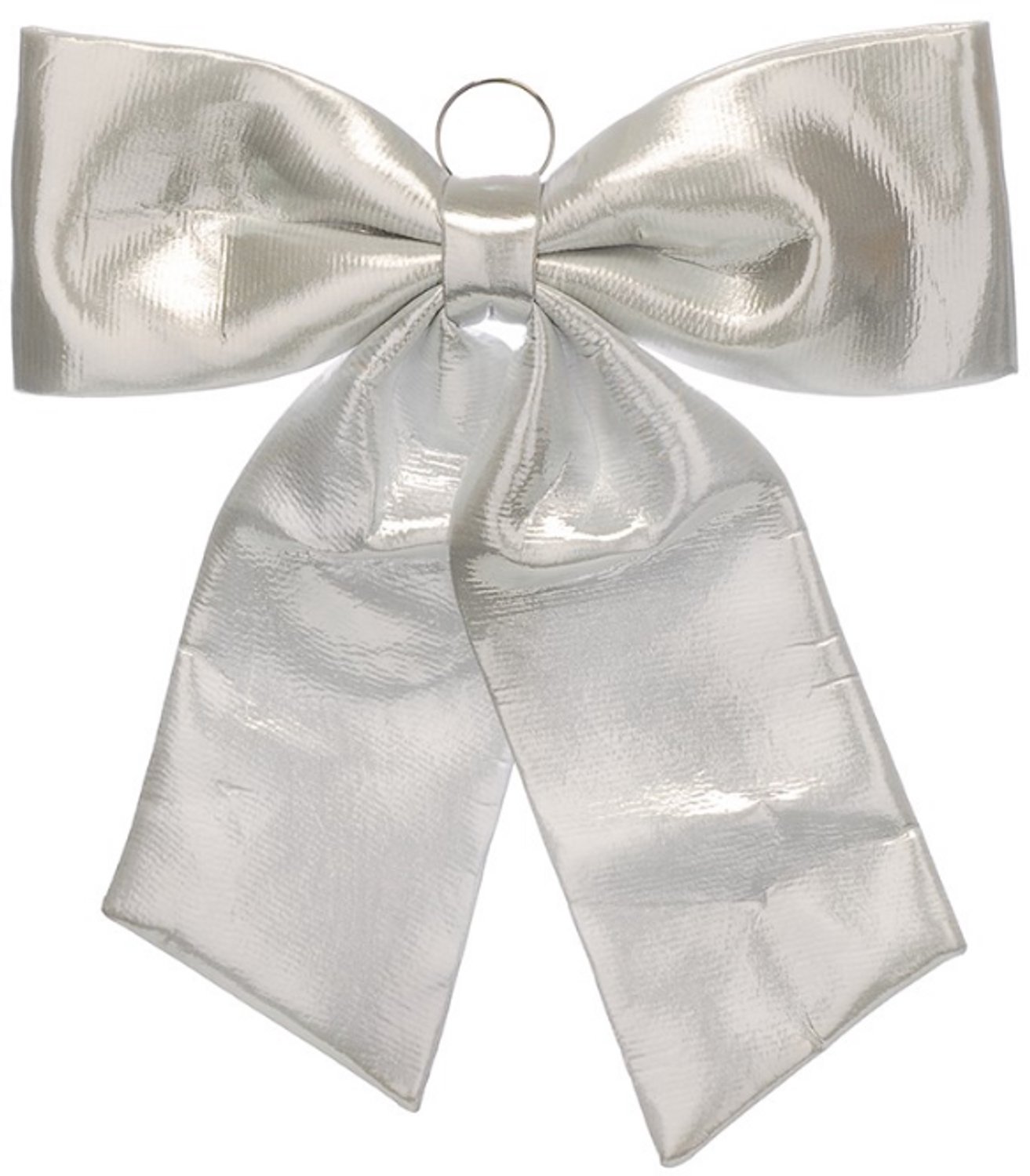 Something Different Sfeervolle '60cm Silver Metallic Fabric Bow' Zilveren Strik - Grote Kerstdecoratie Strik van Stof - 60 cm