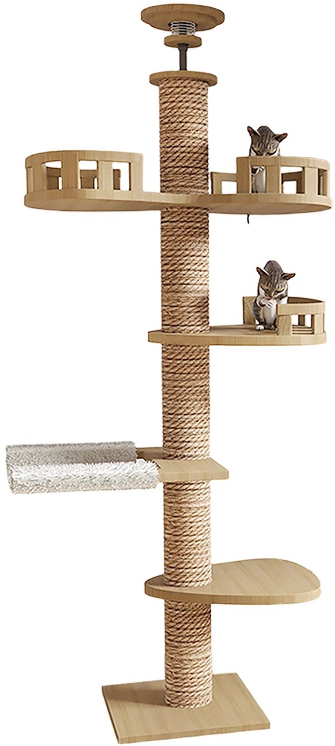 Lamor Kattenkrabpaal - Katten Krabpalen - Krabpaal - Kat - Kattenspeelgoed - Verstelbare hoogte: 255–265 cm - Rust en Speelzones
