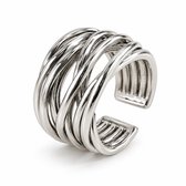Zilvaré Arwen Damesring – Zilverkleurige Statement Ring van Staal met Verweven Design