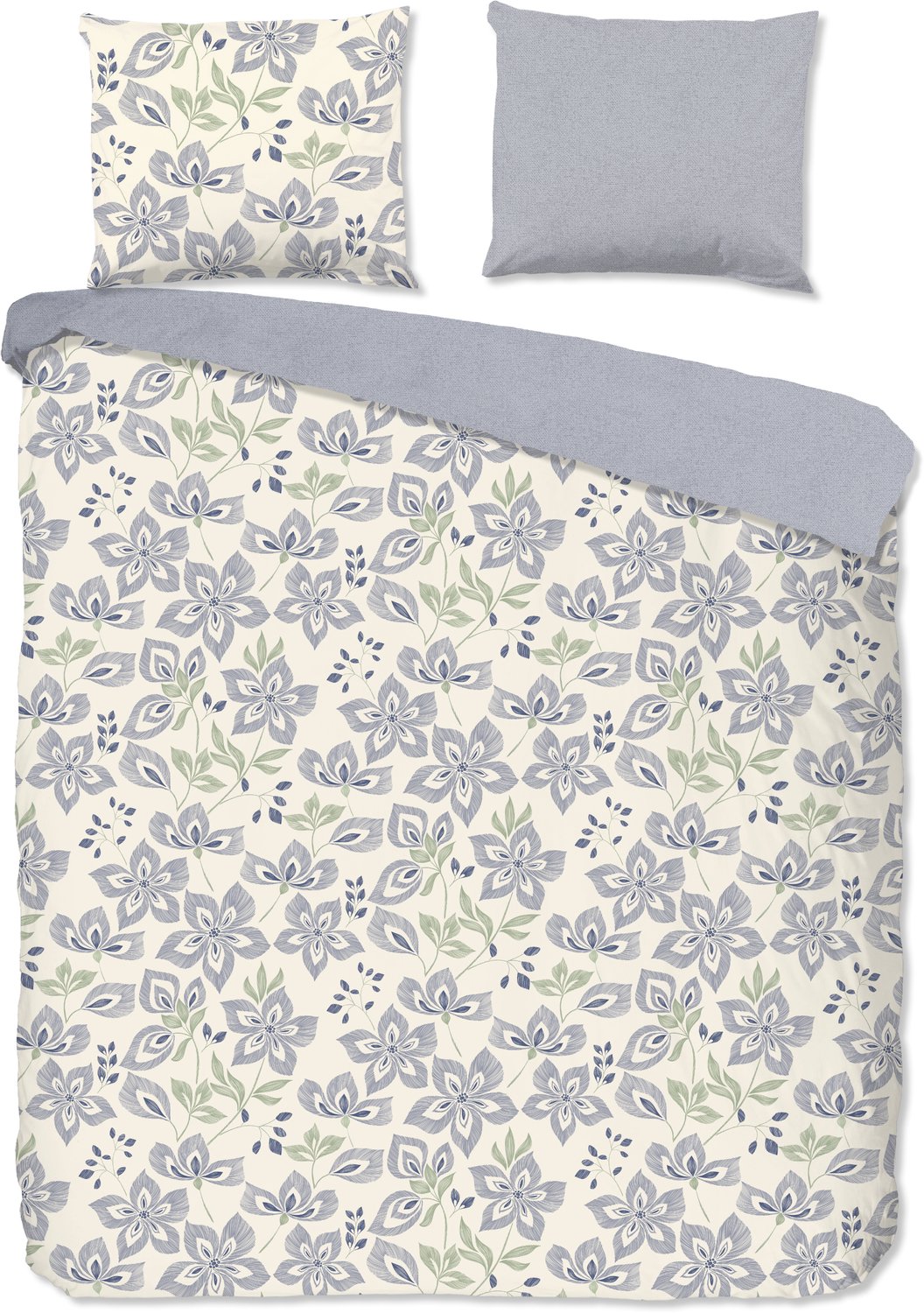 Good Morning dekbedovertrek simpele bloemen - 2 persoons 200x200/220 cm - Ecru - 100% Katoen renforce, foto 3