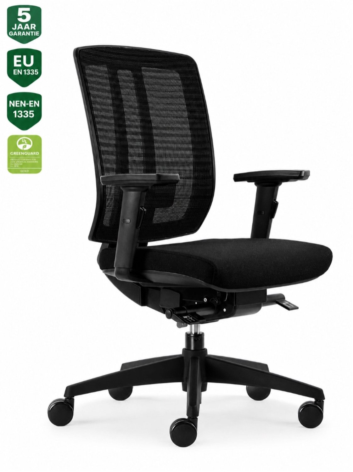 Bens 816-Ergo-3 - Ergonomische Bureaustoel - Bureaustoel voor volwassenen - Ergo Mechaniek - Kantoorstoel - GREENGUARD GOLD - NEN-EN1335 & ARBO normen Zwart