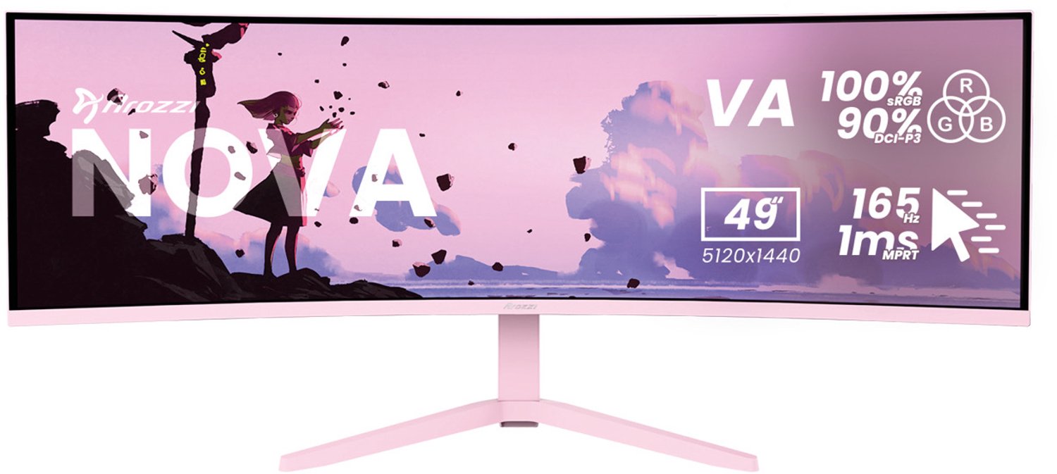 Arozzi Nova 49" v2 Gaming Monitor - Curved - DQHD VA - 165Hz - USB-C - Roze