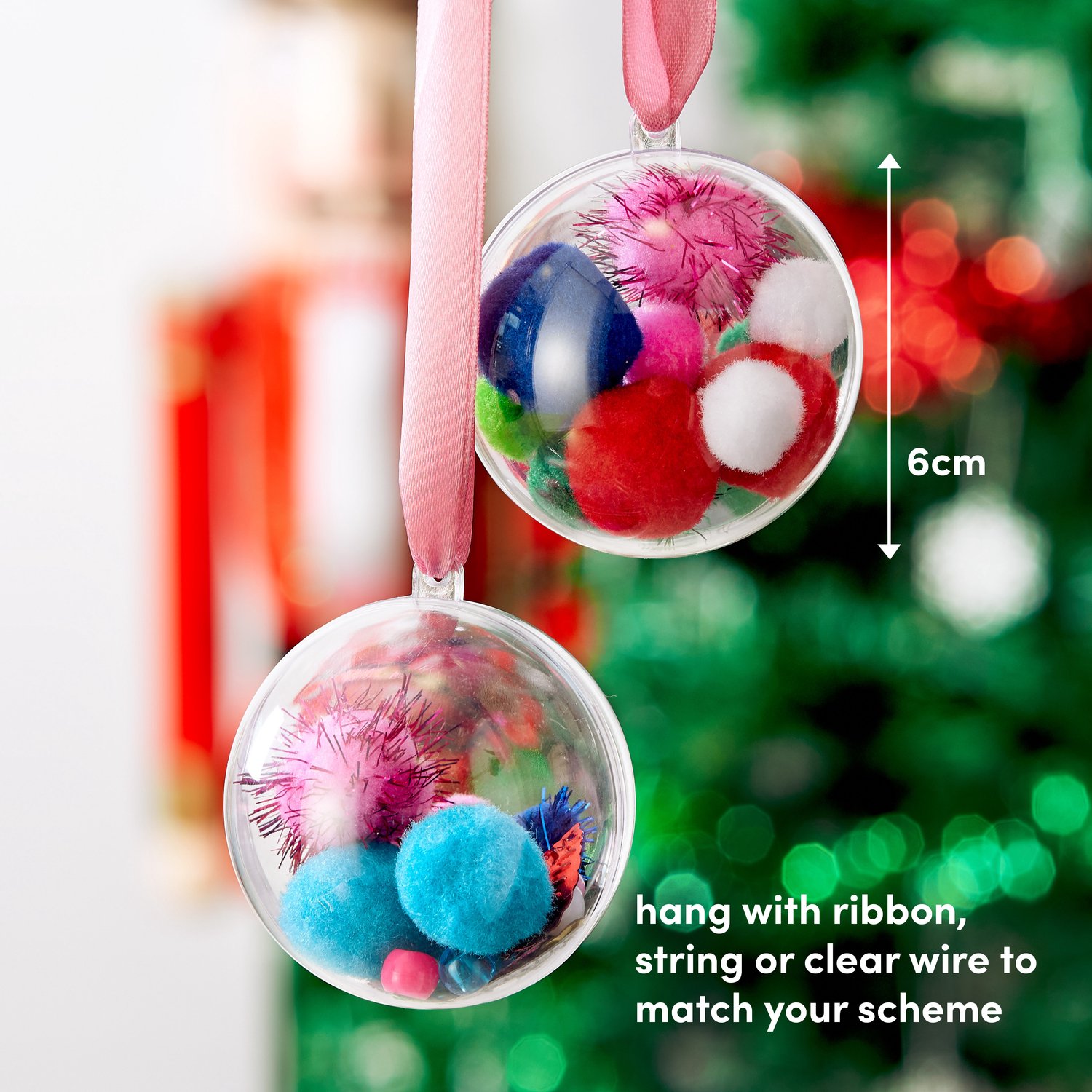 The Twiddlers – 48 Transparante Kerstballen, 6cm – Vulbaar & Versierbaar – DIY Kerstboomversiering – Voor Kerst, Bruiloften & Feesten – foto 3