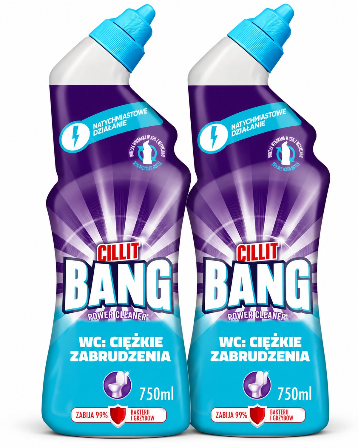 Cillit Bang Power Cleaner WC Reiniger – 2 x 750 ml – Krachtige Toiletreiniger tegen Hardnekkig Vuil – Dieptereiniging – Voordeelverpakking