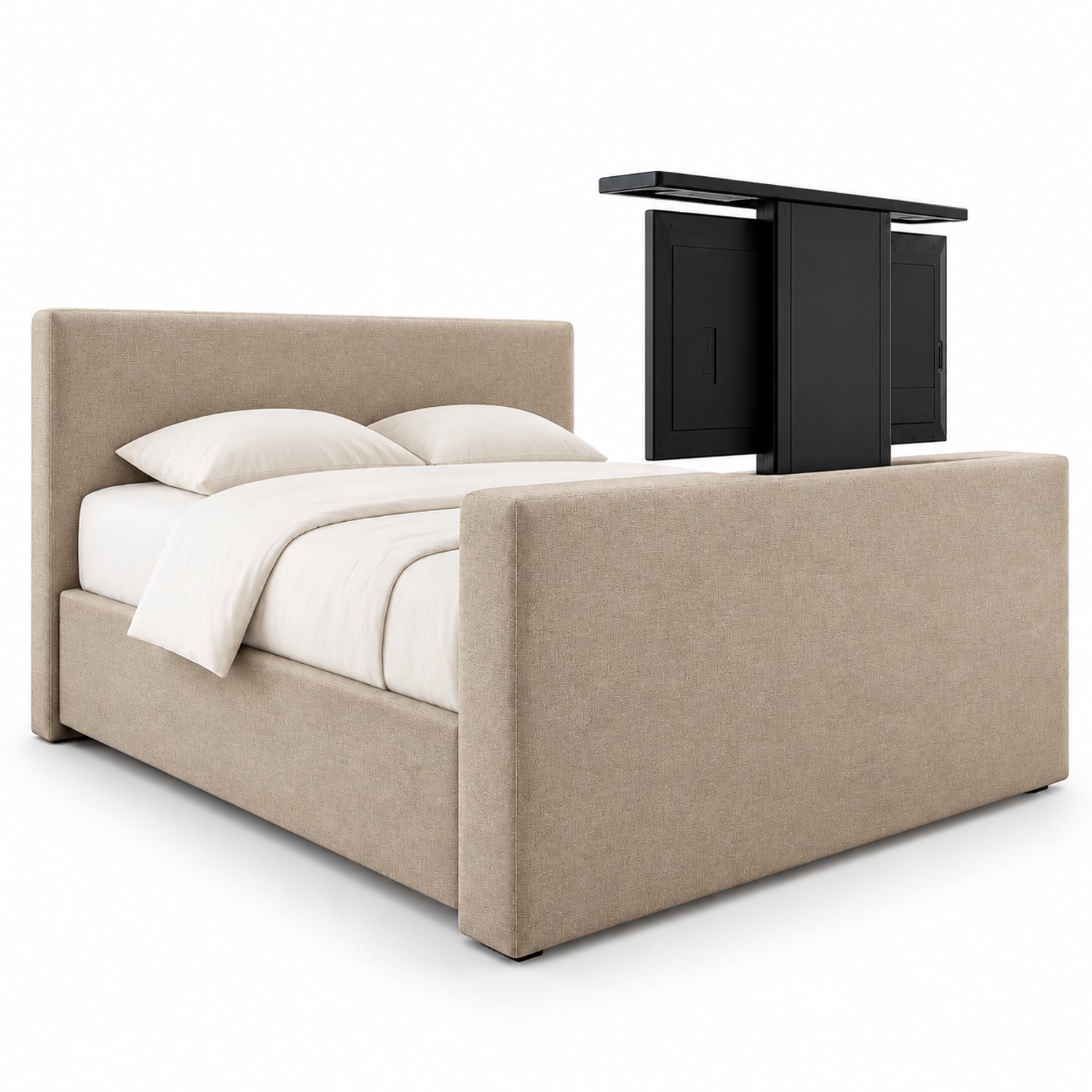 Boxspring FD Boxspring met TV-lift Monza Luxe pocketvering Stof 150x220 cm beige