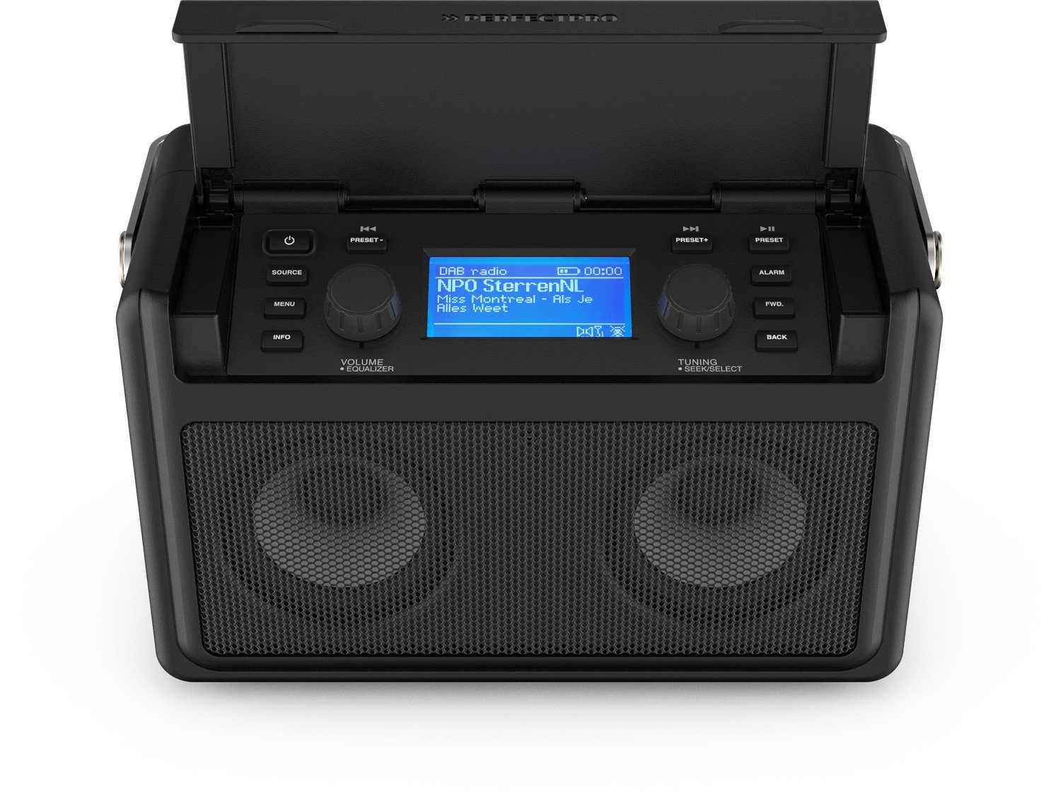 Bol.com PerfectPro bouwradio Audisse, WiFi internet, DAB+ en Bluetooth, AUX en USB-ingang, inclusief lader en Lithium-Akku, IP65... aanbieding