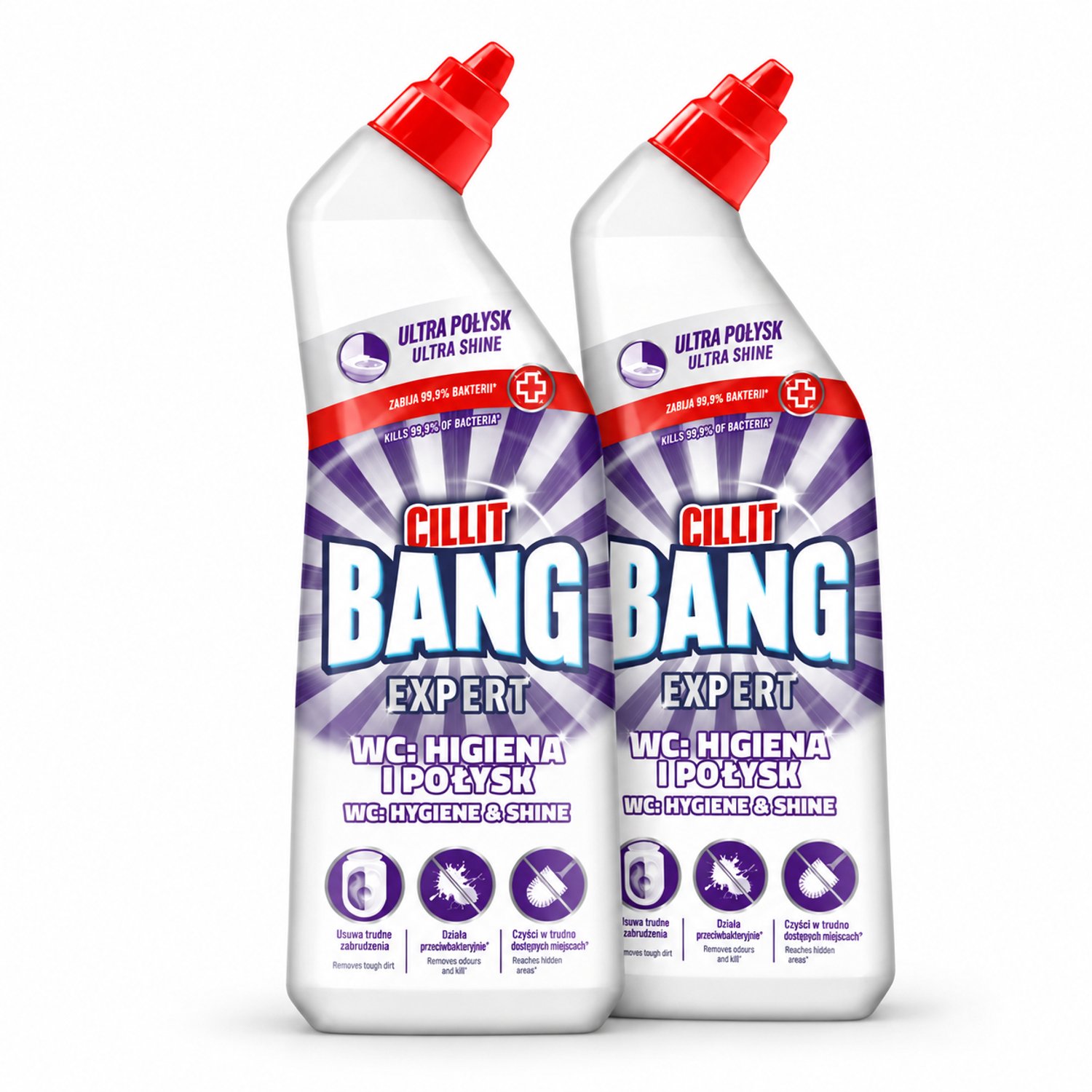 Cillit Bang Expert WC-Reiniger Hygiene & Shine – 2 Stuks – Krachtige Toiletreiniger – Verwijdert Hardnekkig Vuil – Hygiënische Reiniging & Glans