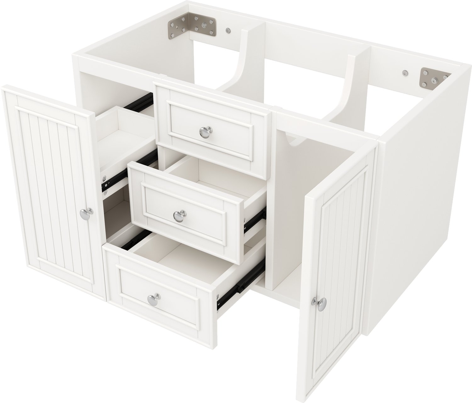 Wastafelkast - Hangend Wit Badkamermeubel Met 3 Lades En Deuren - Veel Opbergruimte - Voor Wastafel - MDF En Metaal - 78,5 × 46 × 46,8 cm
