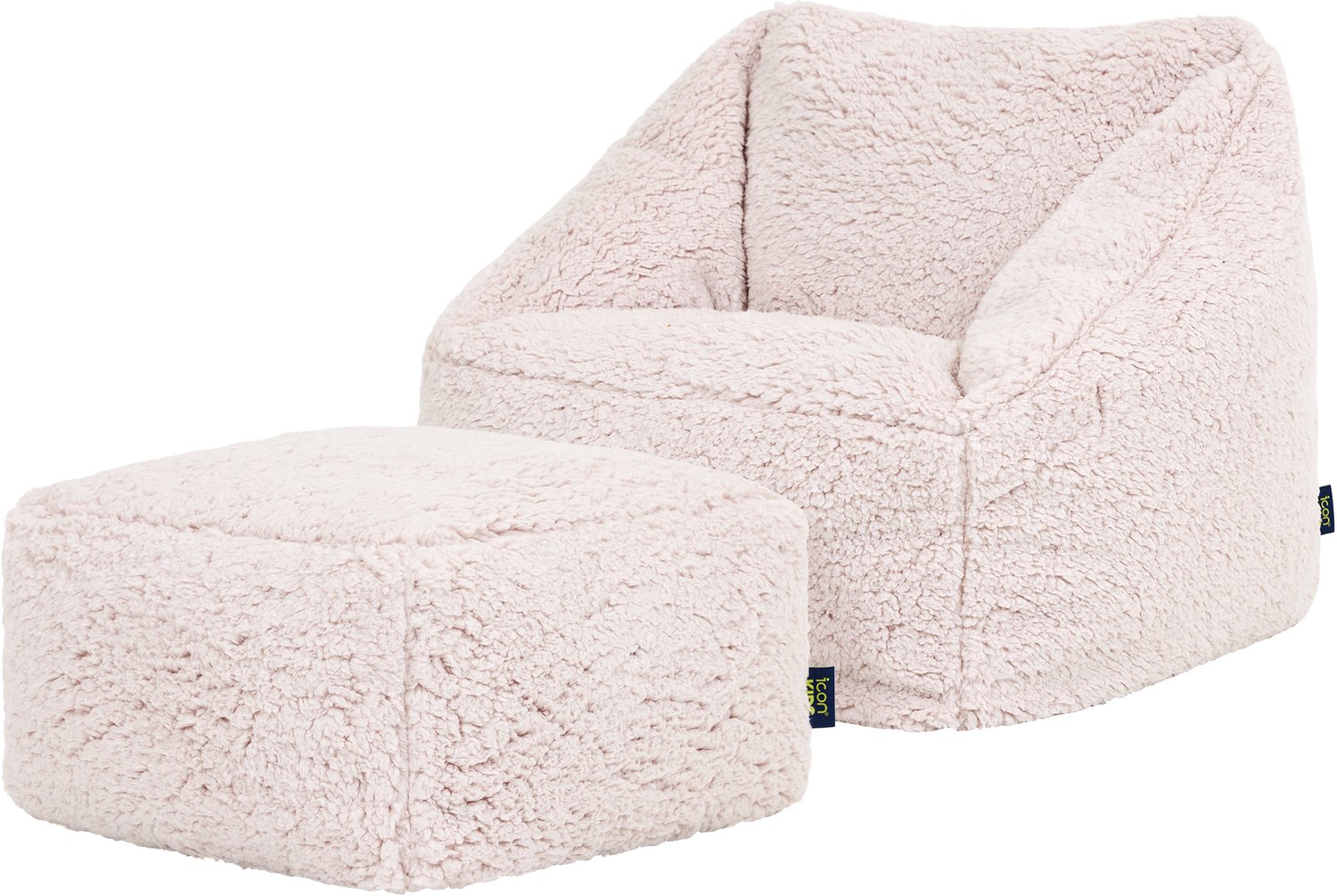 icon - Natalia Kinderzitzak met Poef - Bouclé - Roze