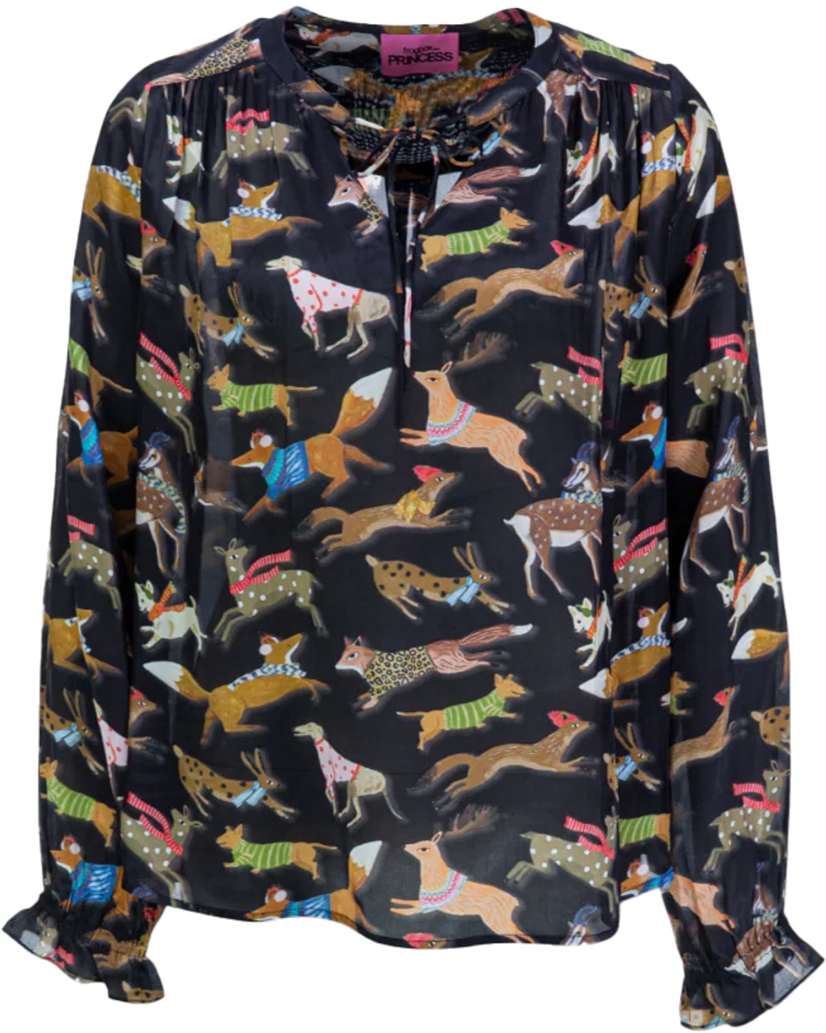 Frogbox - zwarte blouse animals - maat 36