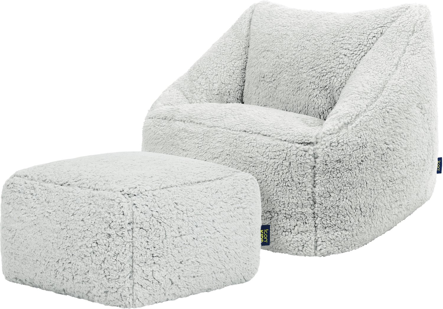 icon - Natalia Kinderzitzak met Poef - Bouclé - Grijs