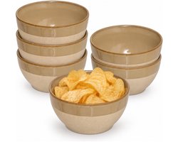 Secret de Gourmet Snack / chips schaaltje Provence - 6x - beige/taupe - 15 x 7 cm - keramiek - kommetjes - 720 ml