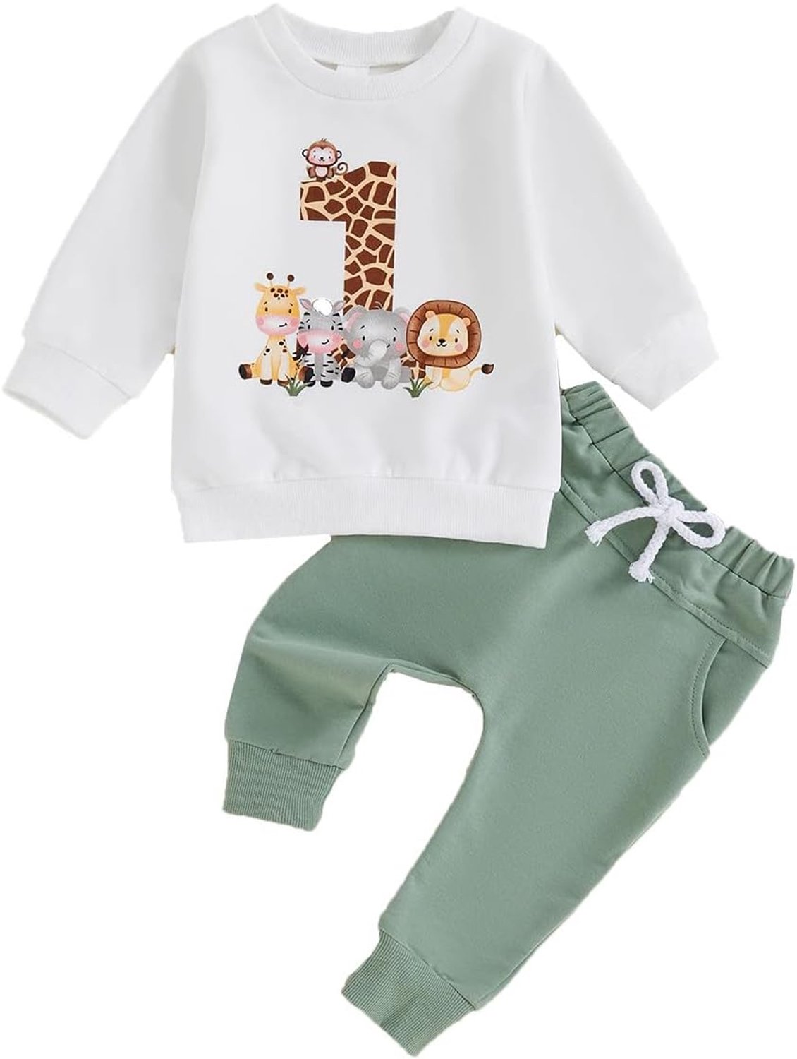 Shirt met berenprint en broek voor baby's eerste verjaardag