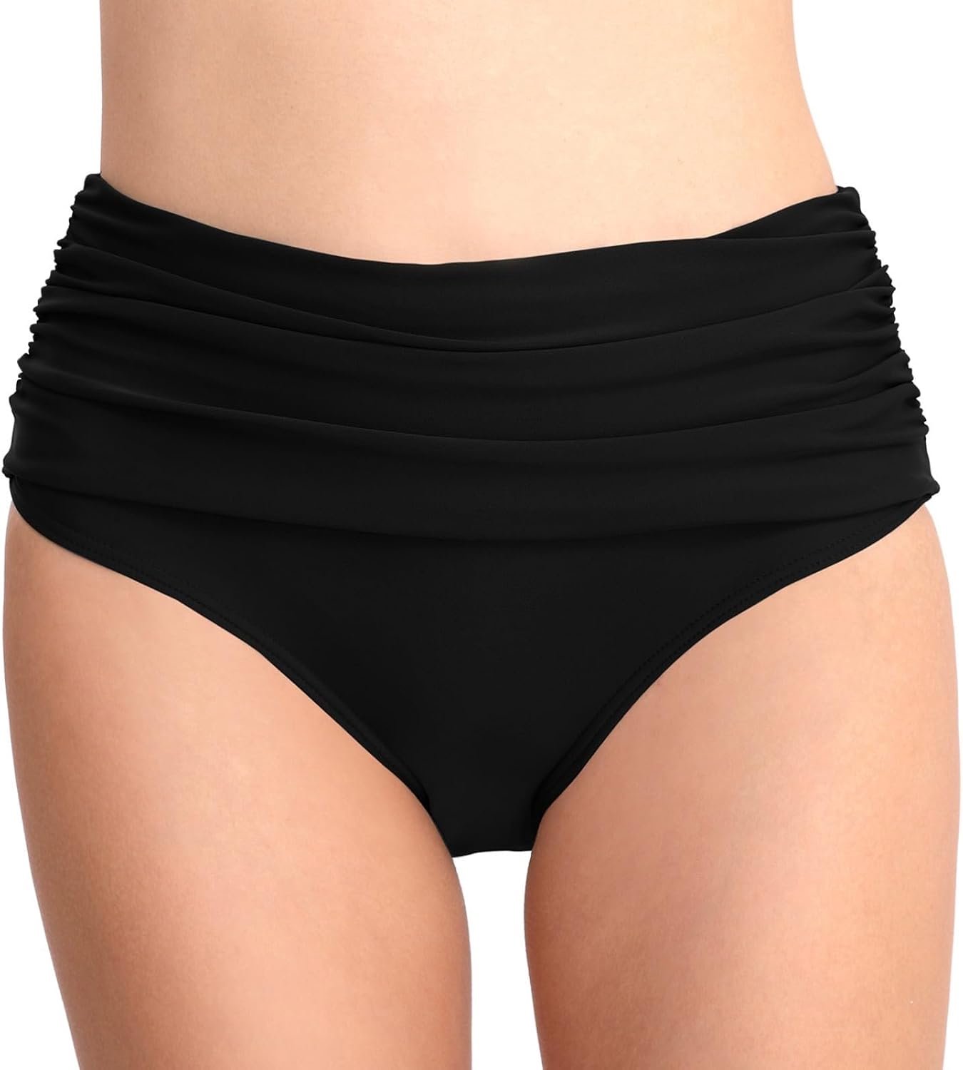 Badstof bikinibroek met hoge taille, zwart
