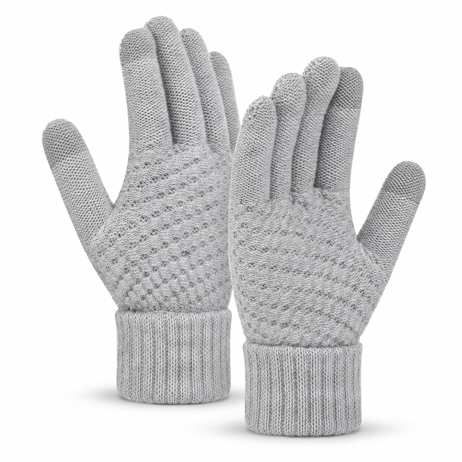 MoodLux Touchscreen Winter Handschoenen - 100% Zachte Acryl - Winddicht - Waterafstotend - Comfortabel One Size - Dames & Heren - Perfecte Pasvorm - Grijs