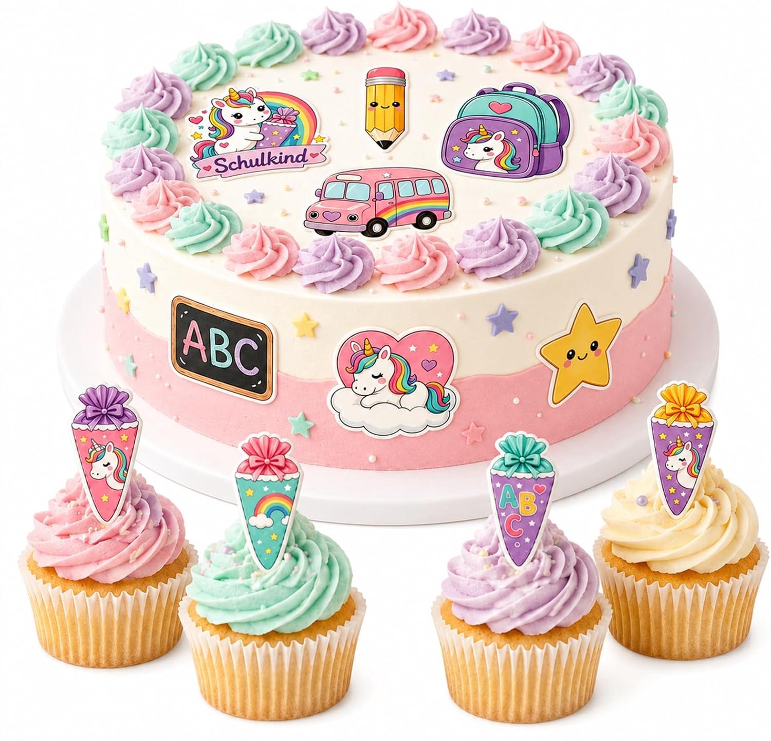 48 Stuks eetbare hoorn decoratie, geschikt voor taarten en cupcakes