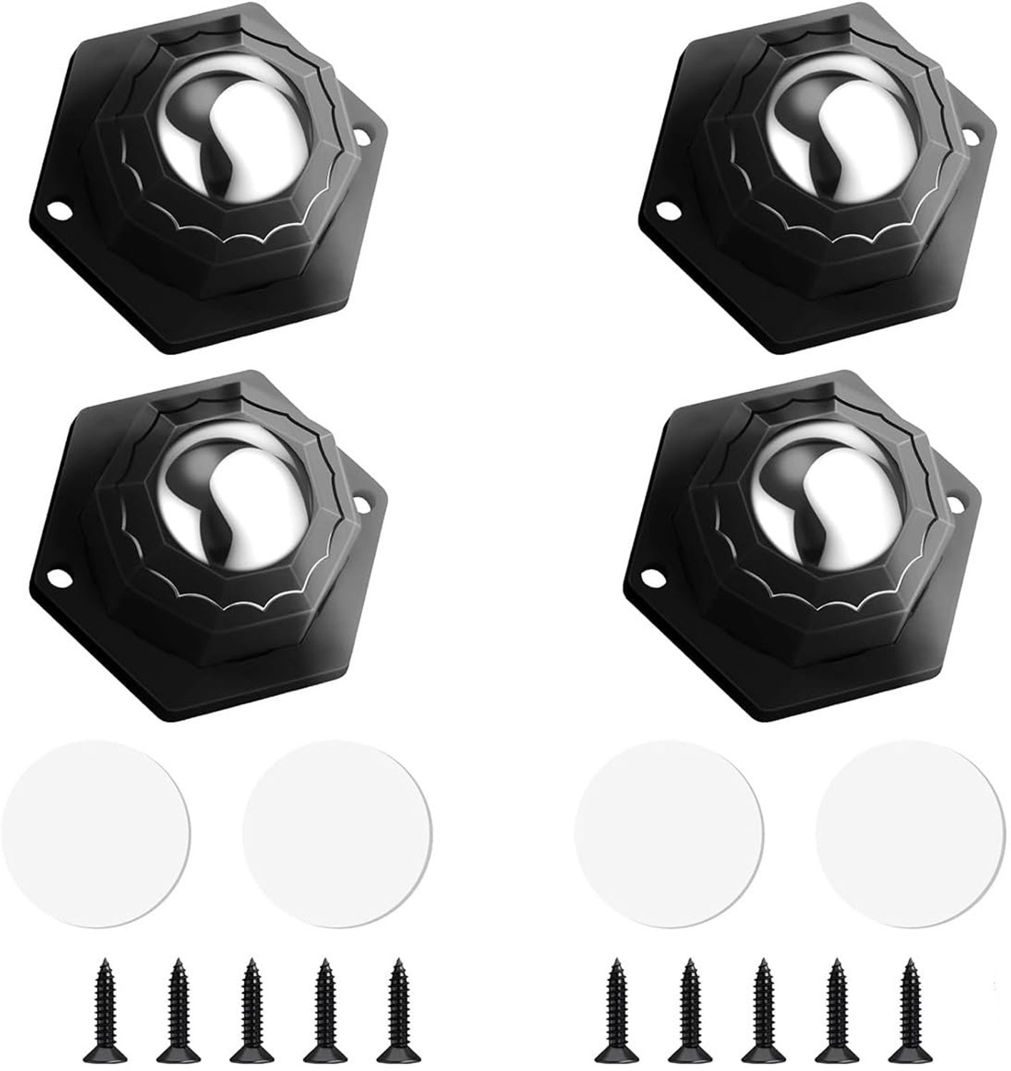 mini-rollen 4 stuks - 360 ° draaibaar - zelfklevend - ideaal voor meubels en vuilnisemmers - m-winkel