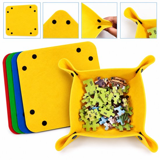 Puzzel Sorteerbakjes - 6 Stuks - Puzzel Sorteerbakken voor 500 tot 1000 Stukjes - Vilten Puzzelbakjes - Puzzel Accessoires - 20 x 20 cm — afbeelding 2