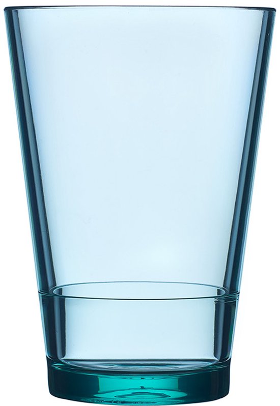 Transparant, retro groen Mepal Flow drinkglas van 275 ml met een taps toelopende vorm.